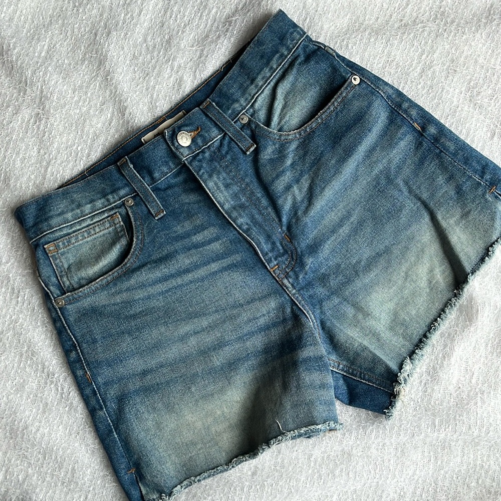 Madewell High rise denim shorts with frayed edge size 27
